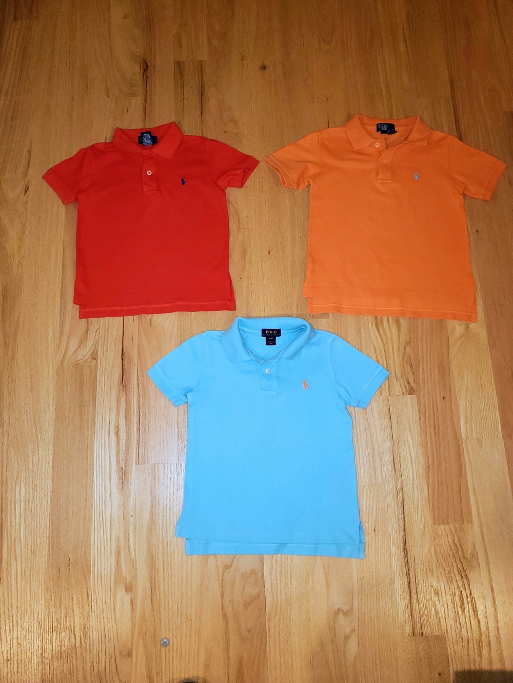 Polo by Ralph Lauren Kids Polo Trio in Red, Orange, Light Blue
